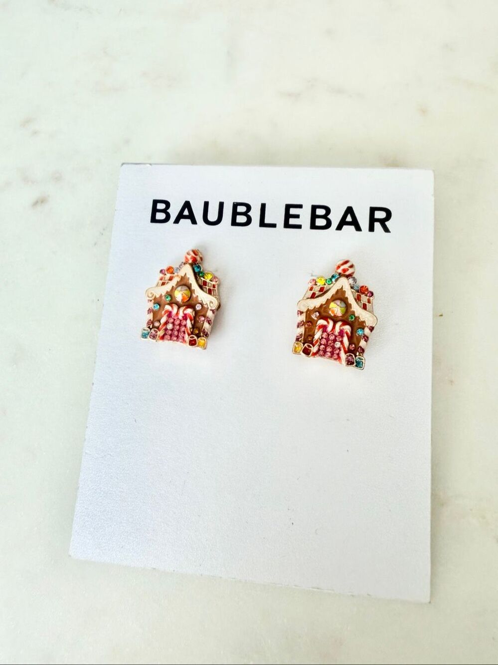 BaubleBar Gingerbread House Stud Earrings Christmas Candy Holiday